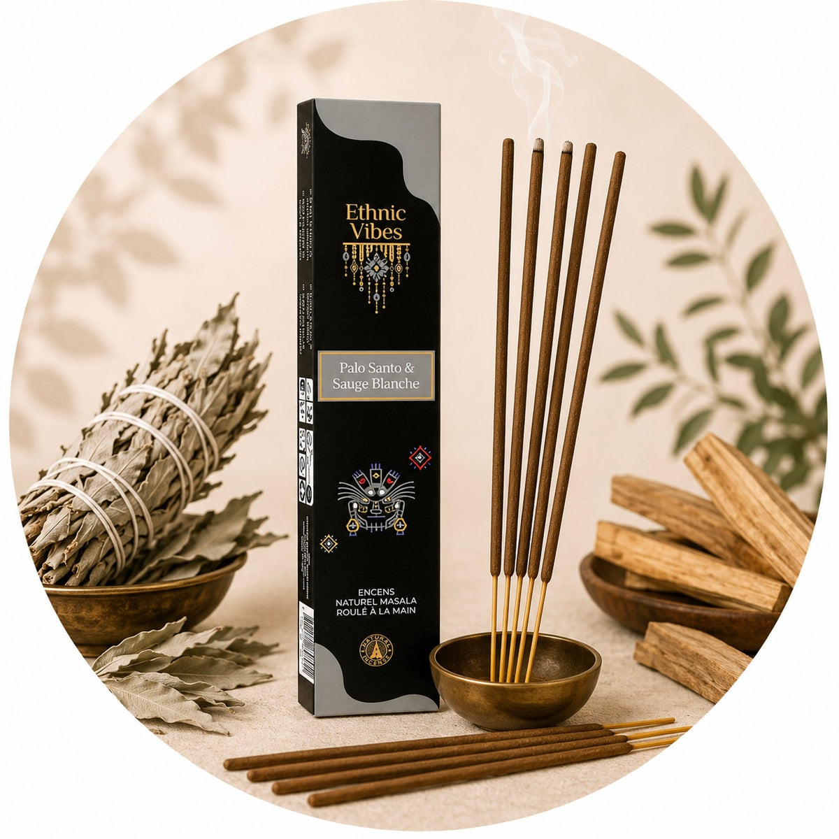 ETHNIC VIBES INCENSO IN BASTONCINI - Salvia bianca e Palo Santo | Scopri su Clorophilla Shop