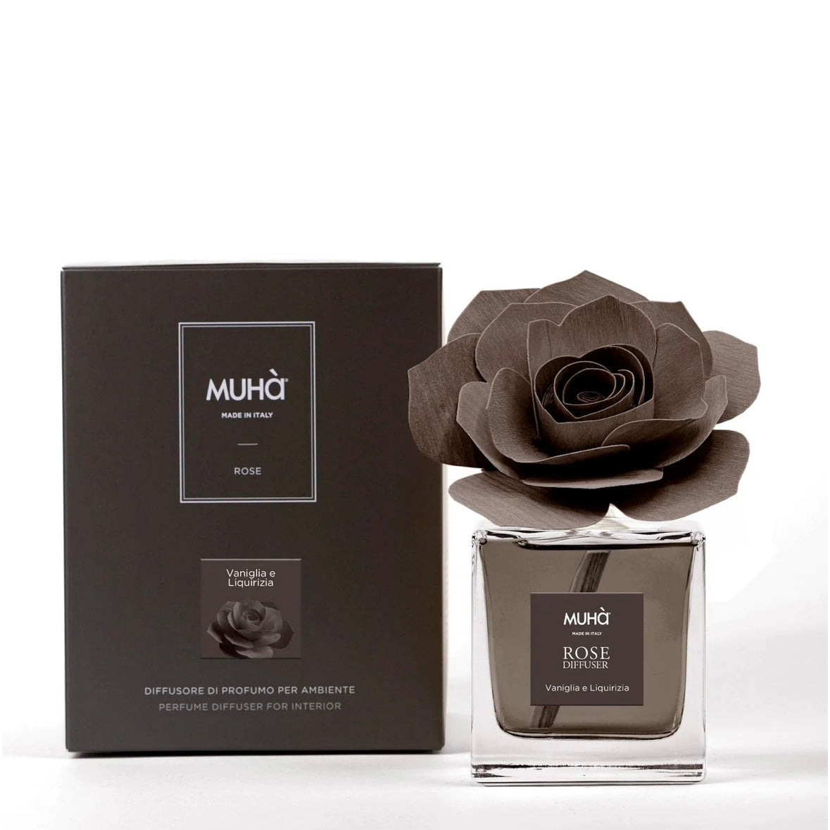 MUHÀ Rose Diffuser Profumatore ambiente con rosa - Vaniglia e Liquirizia | Scopri su Clorophilla Shop