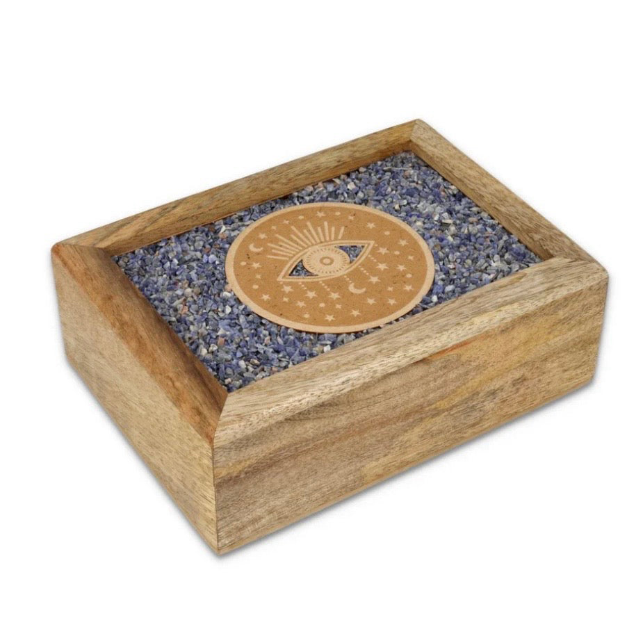 Scatola portagioie e Tarocchi in legno Occhio di Nazar - Sodalite | Scopri su Clorophilla Shop
