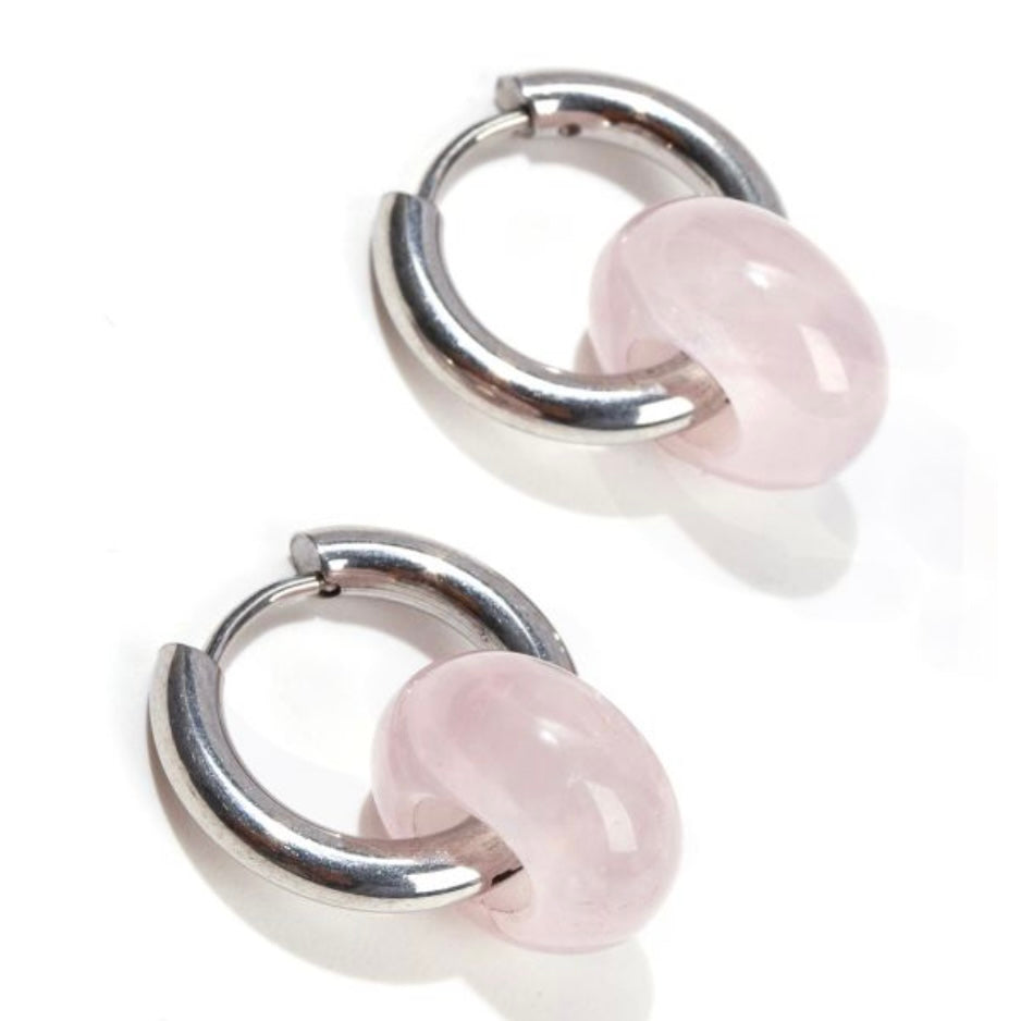 Orecchini Hope Silver in Quarzo rosa - Acciaio inossidabile | Scopri su Clorophilla Shop