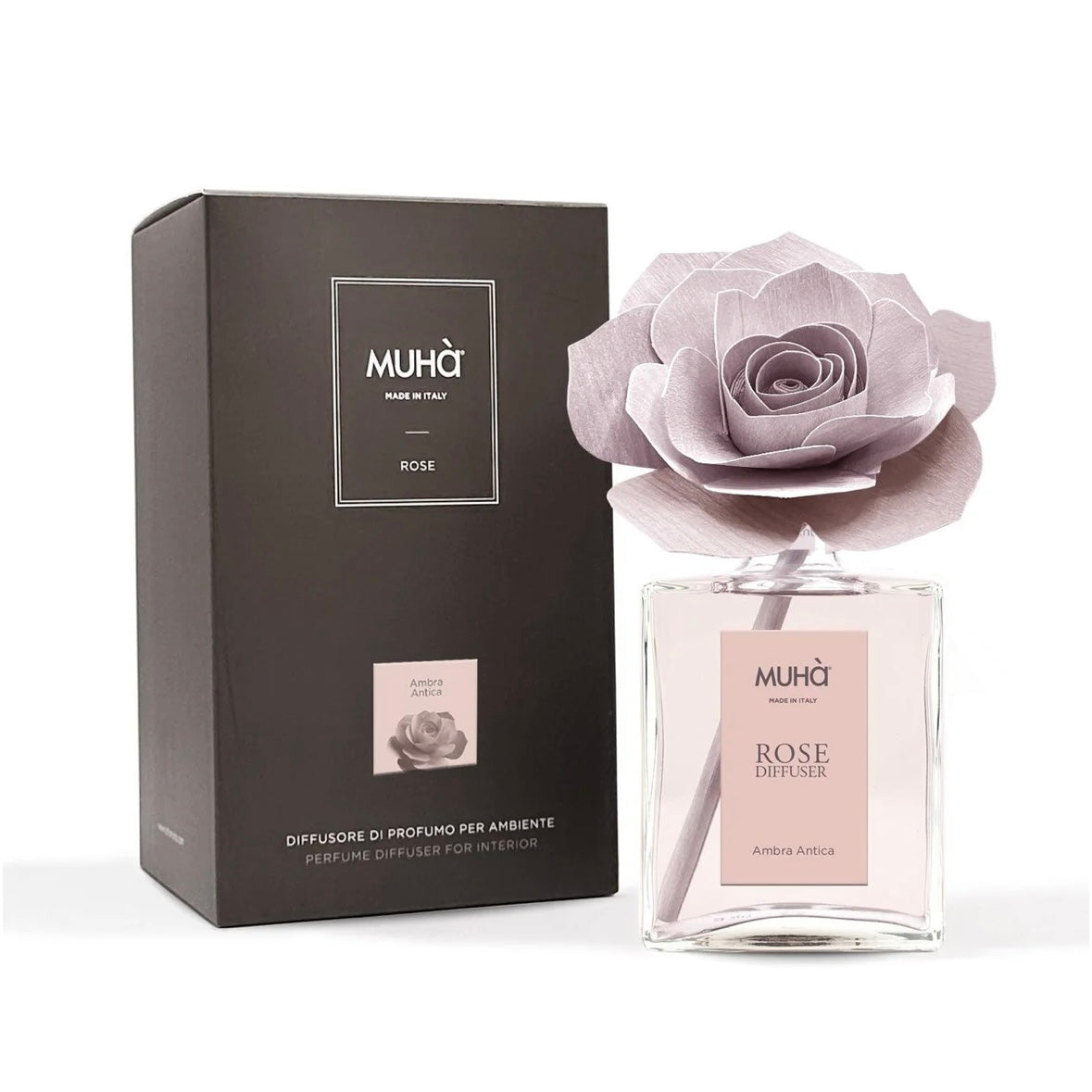 MUHÀ Rose Diffuser Profumatore ambiente con rosa - Ambra antica | Scopri su Clorophilla Shop