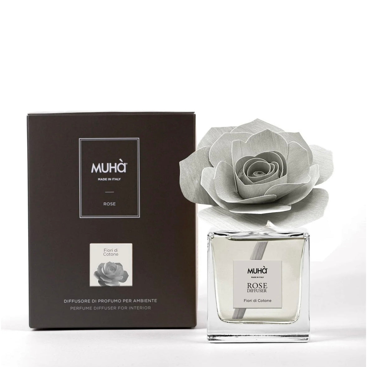 MUHÀ Rose Diffuser Profumatore ambiente con rosa - Fiori di cotone | Scopri su Clorophilla Shop
