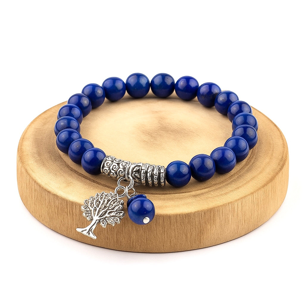 BRACCIALE IN LAPISLAZZULI CON ALBERO DELLA VITA - Saggezza e creatività | Scopri su Clorophilla Shop