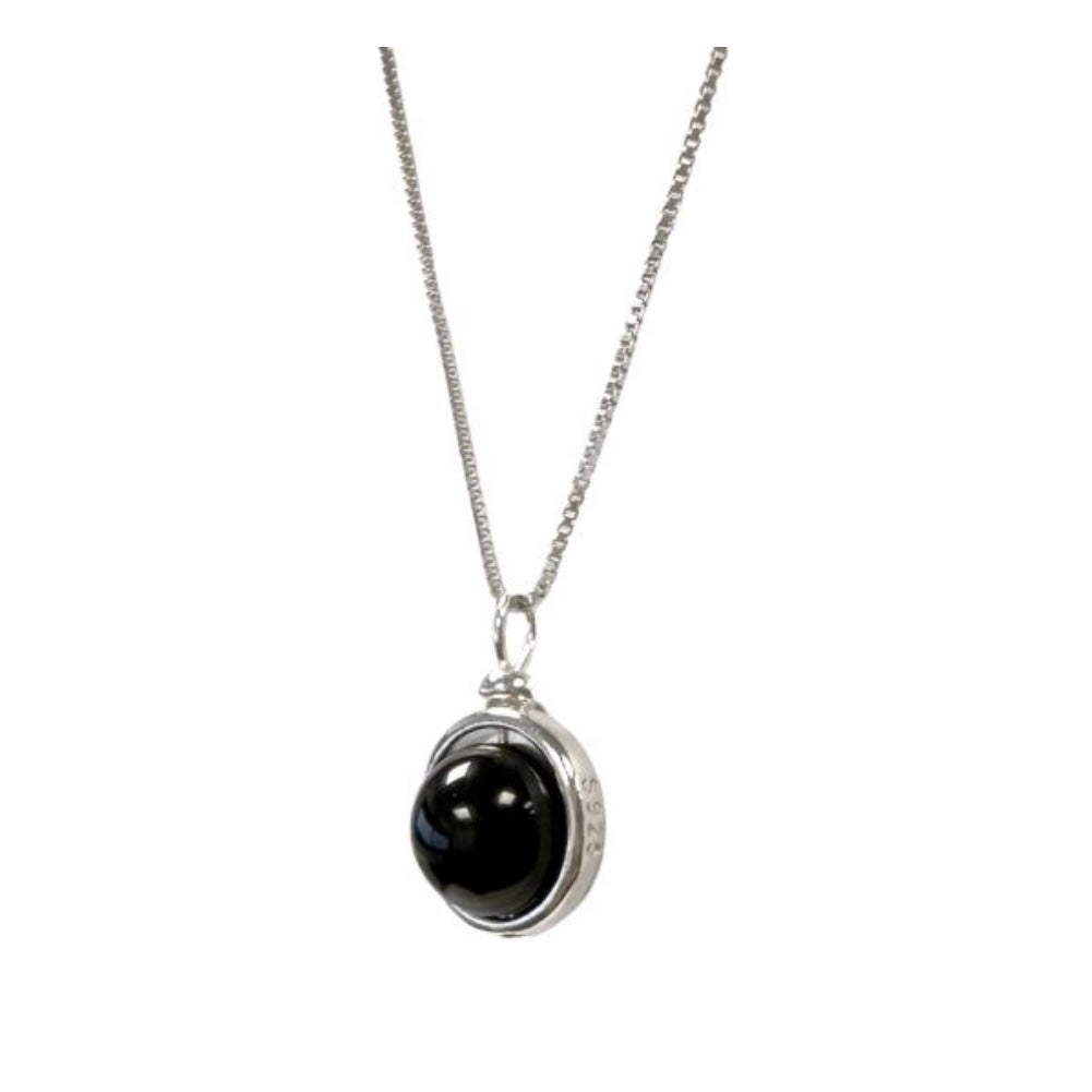 Collana con pendente a sfera in Onice nero - Argento 925 | Scopri su Clorophilla Shop