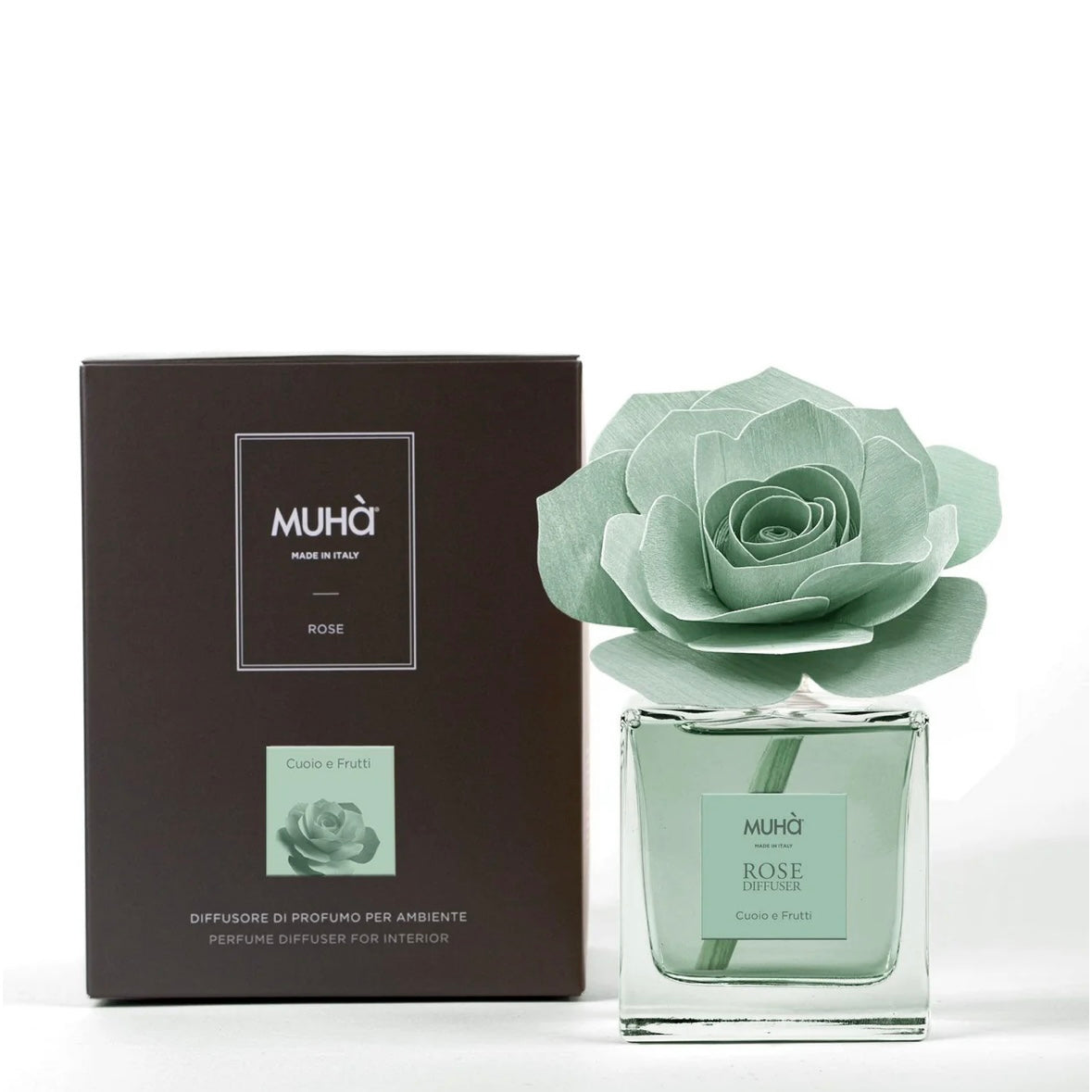 MUHÀ Rose Diffuser Profumatore ambiente con rosa - Cuoio e Frutti | Scopri su Clorophilla Shop