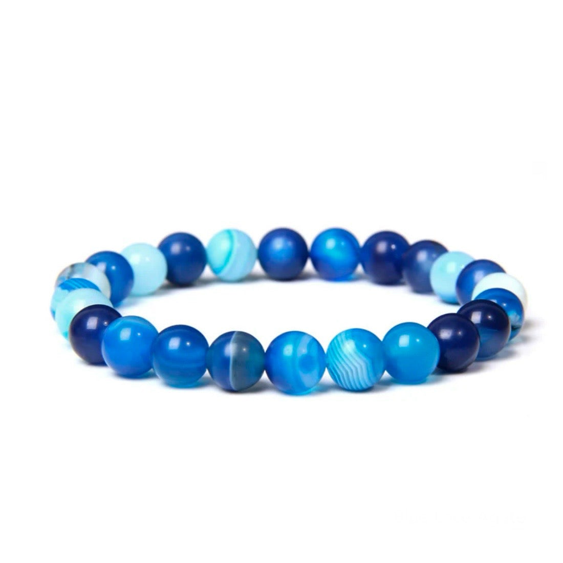 BRACCIALE ELASTICO IN AGATA BLU STRIATA - Calma ed equilibrio | Scopri su Clorophilla Shop
