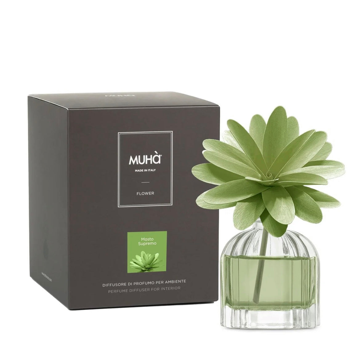 MUHÀ Flower Diffuser Profumatore d'ambiente con fiore - Mosto Supremo | Scopri su Clorophilla Shop