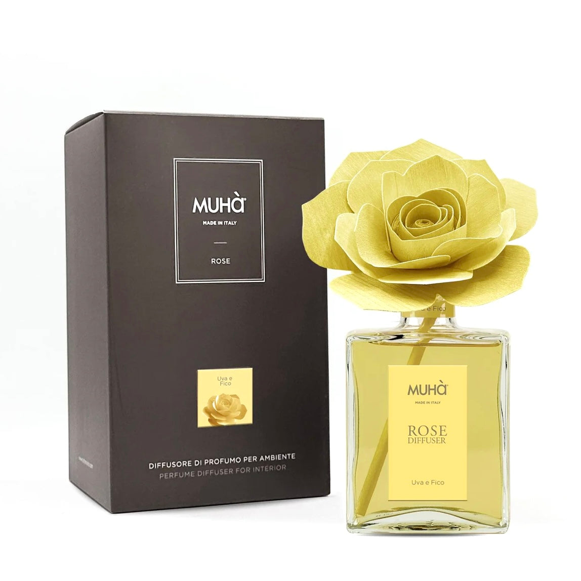 MUHÀ Rose Diffuser Profumatore ambiente con rosa - Uva e fico | Scopri su Clorophilla Shop