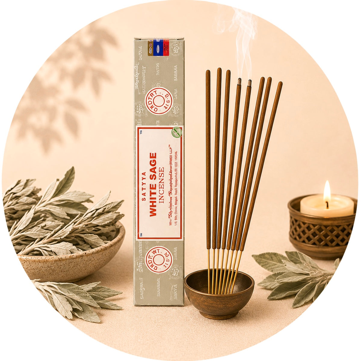 SATYA INCENSO IN BASTONCINI - White Sage (Salvia Bianca) | Scopri su Clorophilla Shop