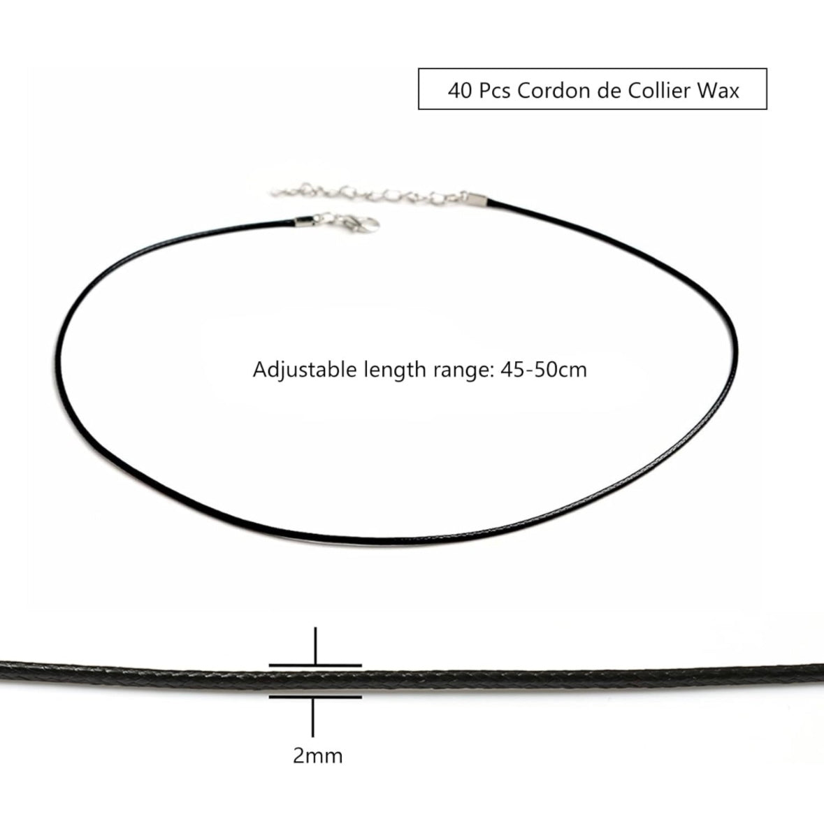 Cordino cerato per collane con chiusura a moschettone - colore nero | Scopri su Clorophilla Shop