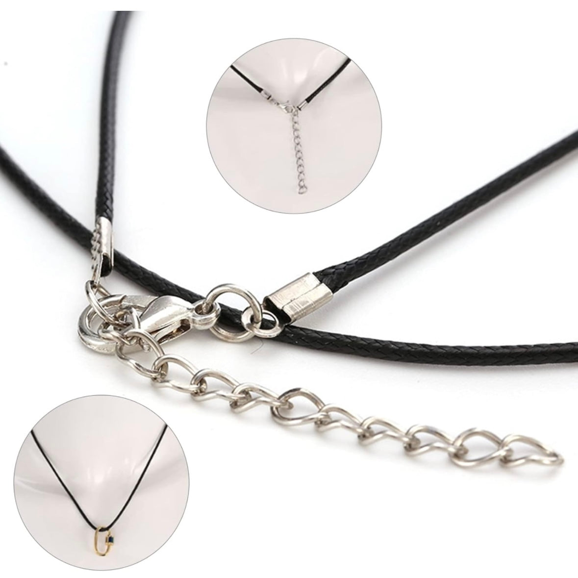 Cordino cerato per collane con chiusura a moschettone - colore nero | Scopri su Clorophilla Shop