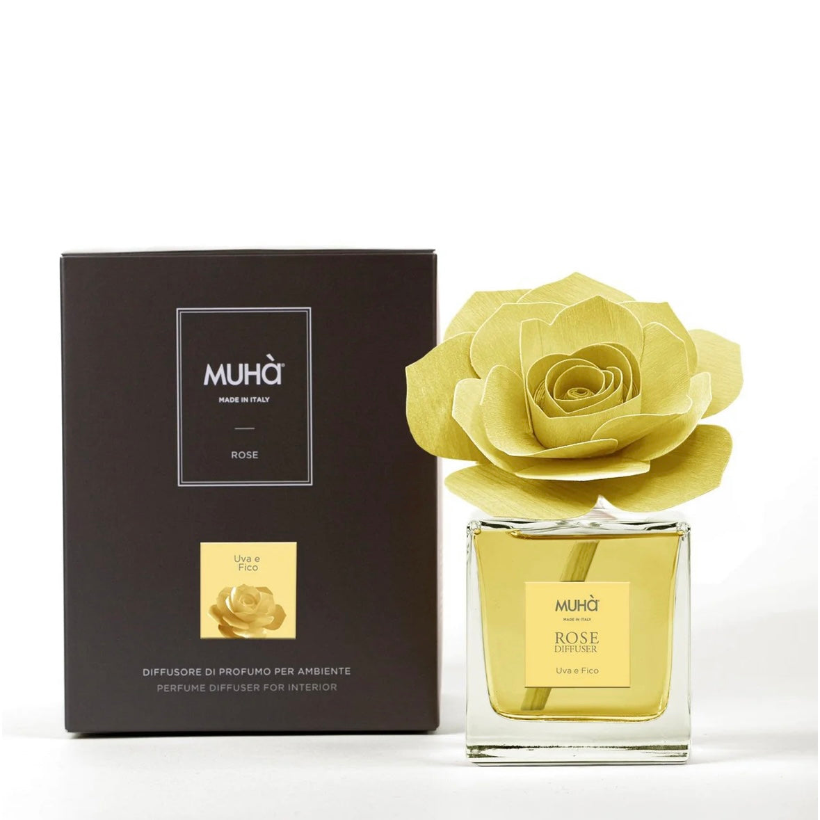 MUHÀ Rose Diffuser Profumatore ambiente con rosa - Uva e fico | Scopri su Clorophilla Shop