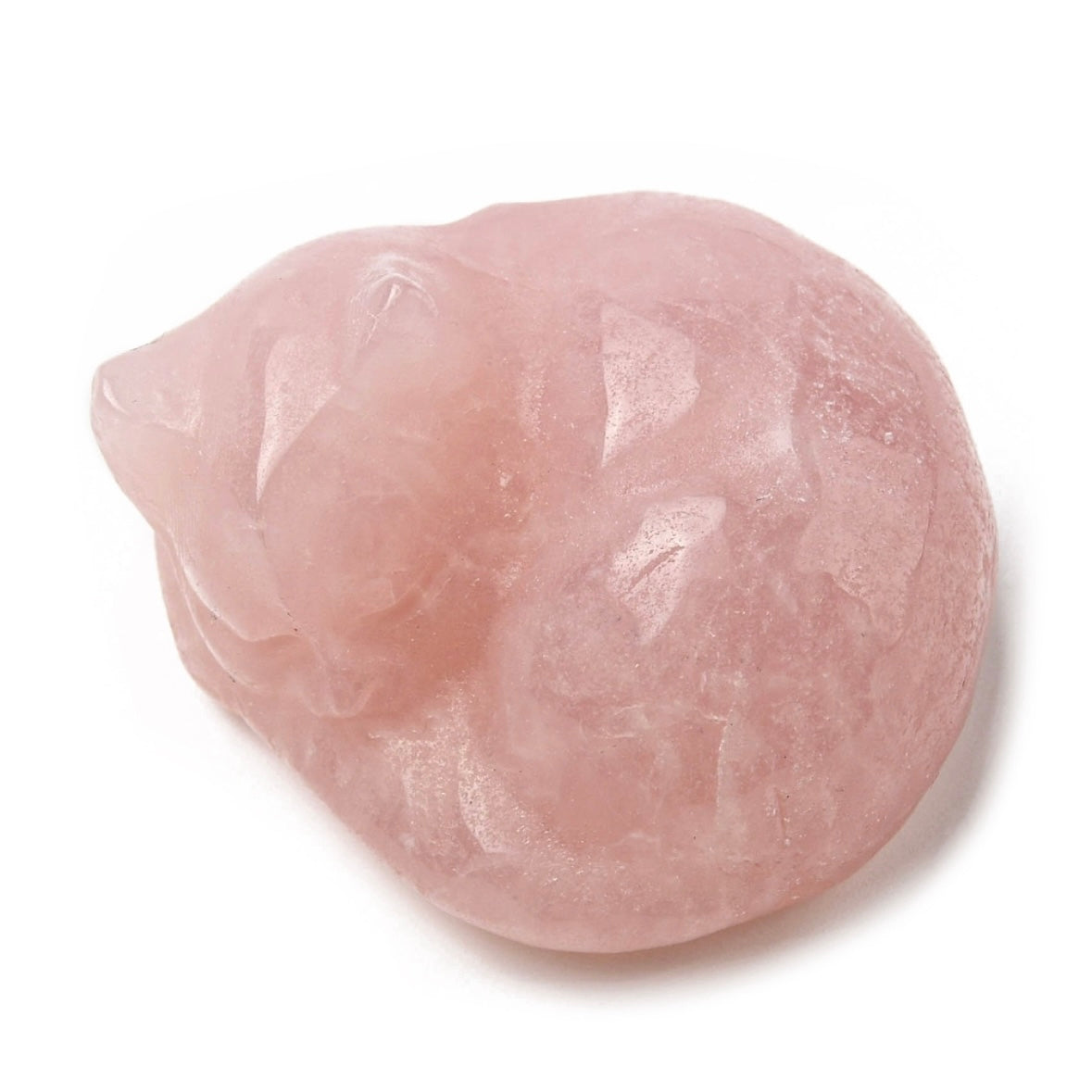 Scultura gatto in pietra vera in miniatura - Pietra Quarzo rosa potente talismano energetico | Scopri su Clorophilla Shop