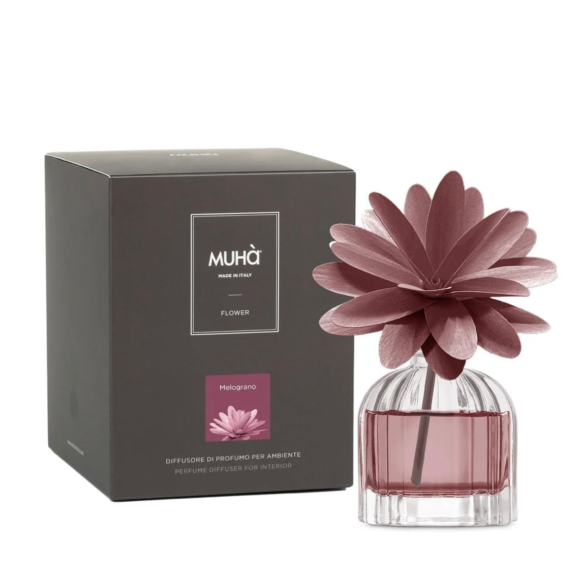 MUHÀ Flower Diffuser Profumatore d'ambiente con fiore - Melograno | Scopri su Clorophilla Shop