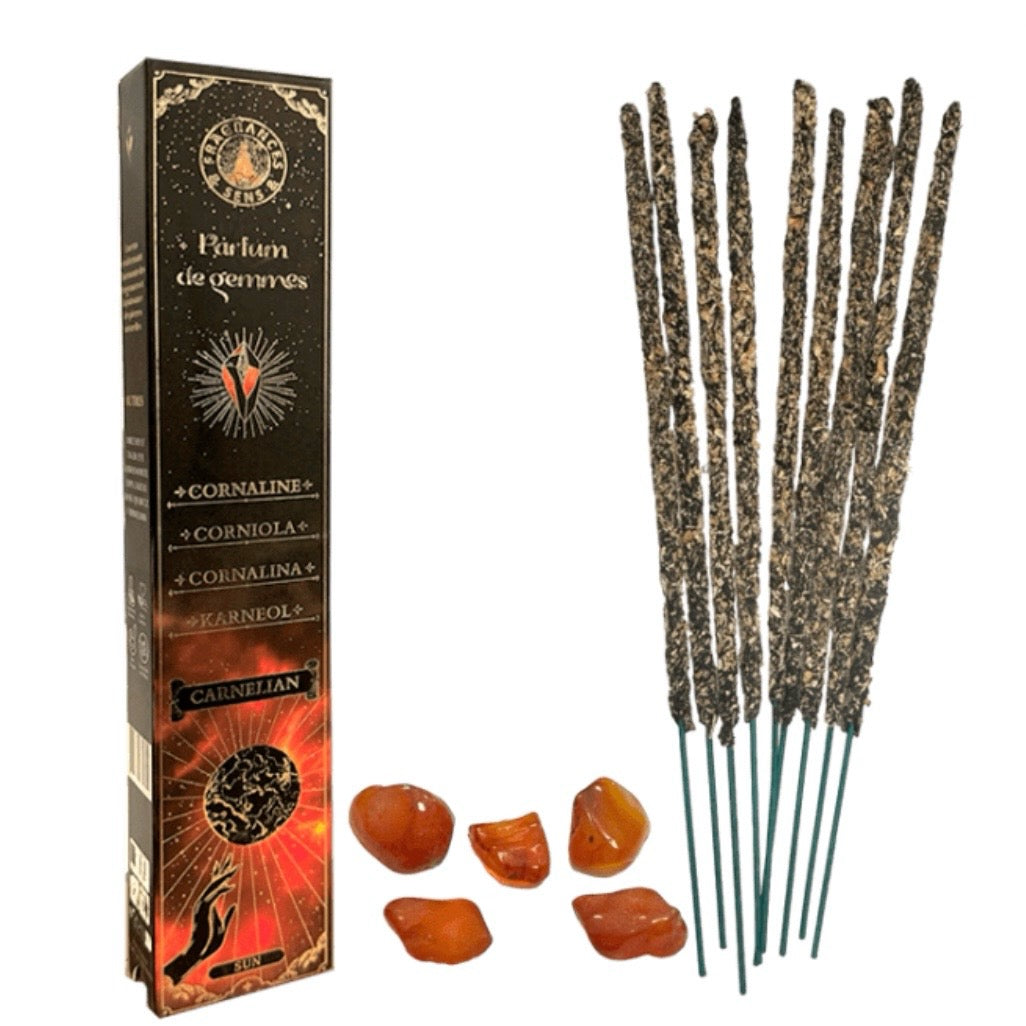 Parfum de gemmes Incenso in bastoncini e frammenti di pietra naturale in scaglie - Corniola | Scopri su Clorophilla Shop