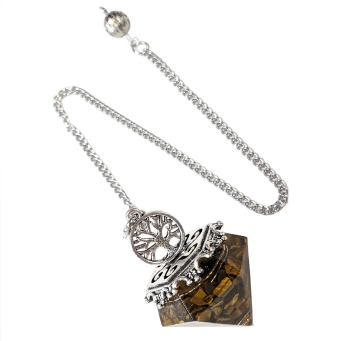 Pendolo Orgonite in Occhio di tigre con albero della vita | Scopri su Clorophilla Shop
