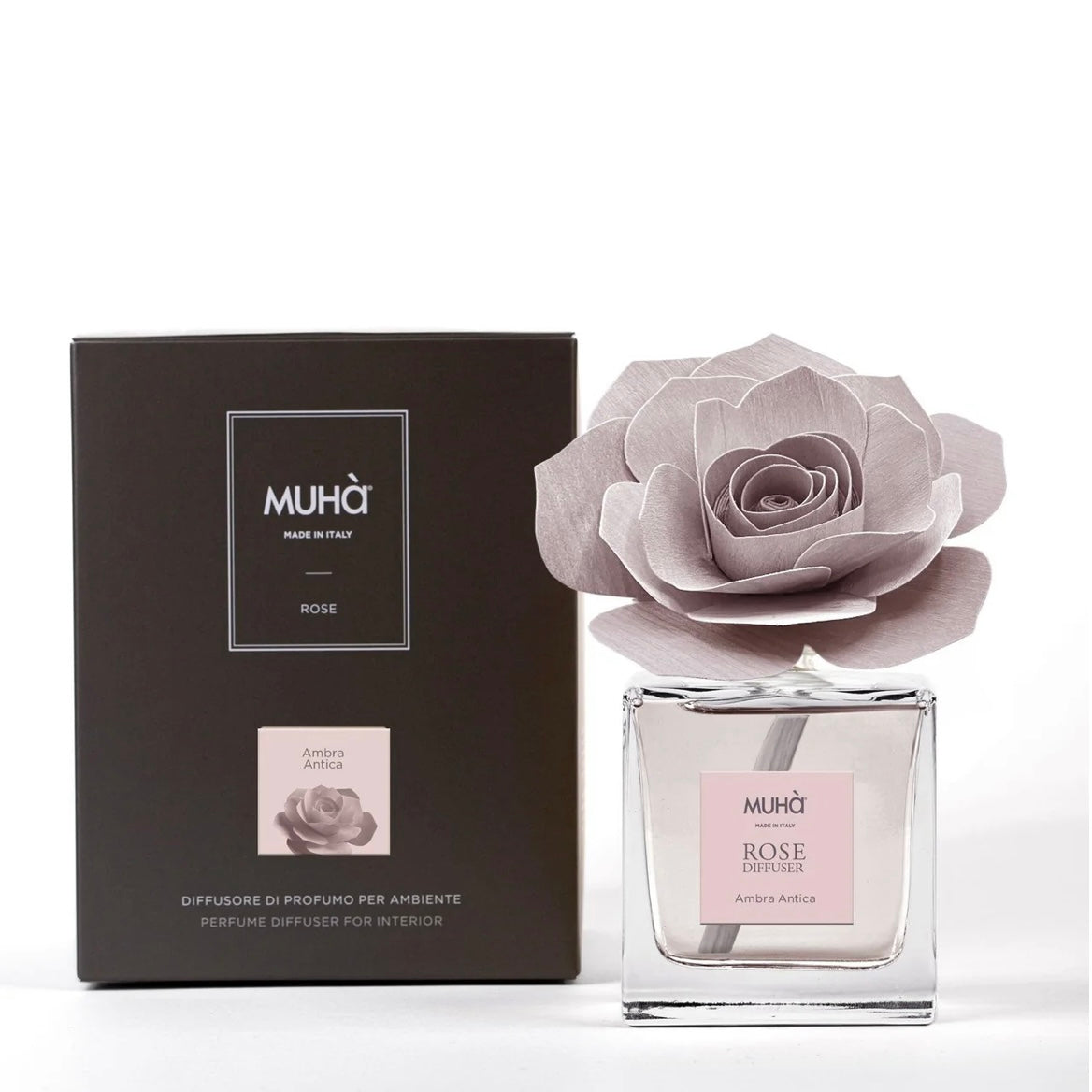 MUHÀ Rose Diffuser Profumatore ambiente con rosa - Ambra antica | Scopri su Clorophilla Shop