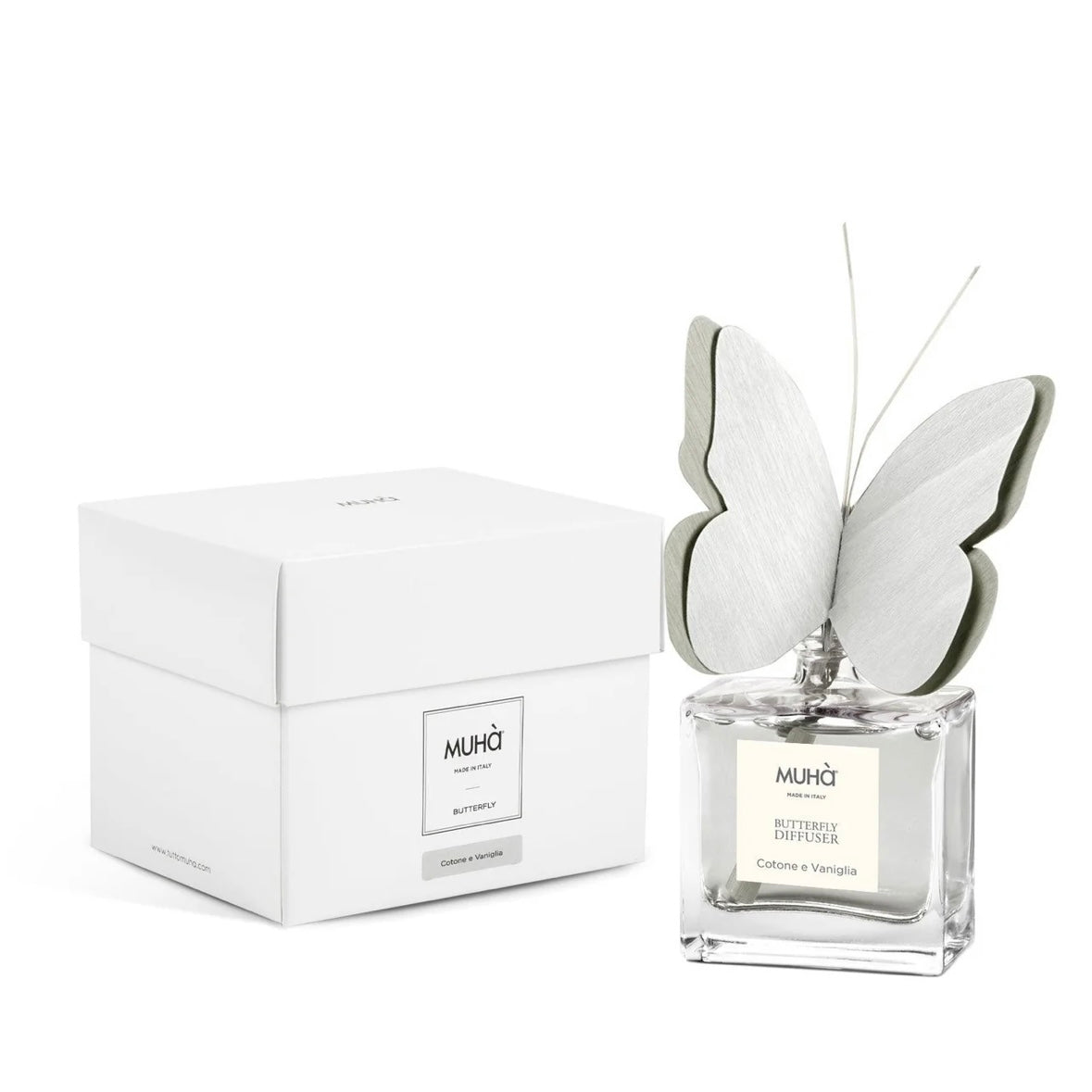 MUHÀ Butterfly Diffuser Profumatore ambiente con farfalla 50ml - Cotone e vaniglia | Scopri su Clorophilla Shop