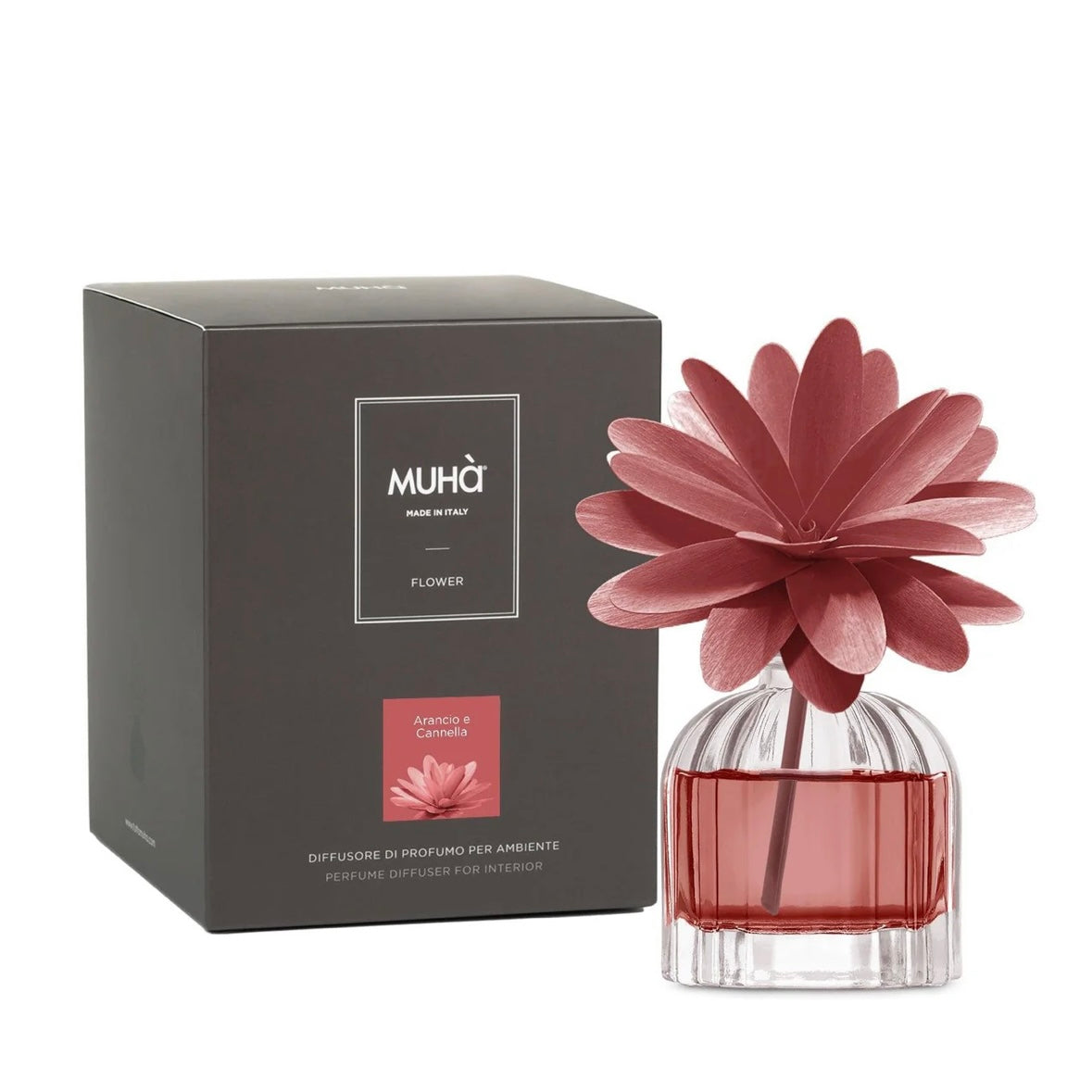 MUHÀ Flower Diffuser Profumatore d'ambiente con fiore - Arancio e Cannella | Scopri su Clorophilla Shop