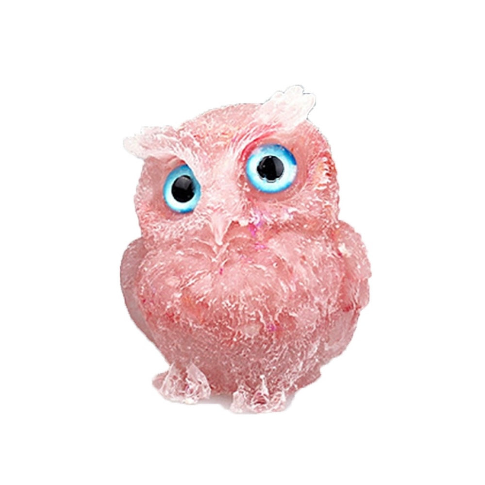 Gufetto della Fortuna in Quarzo rosa e resina | Scopri su Clorophilla Shop