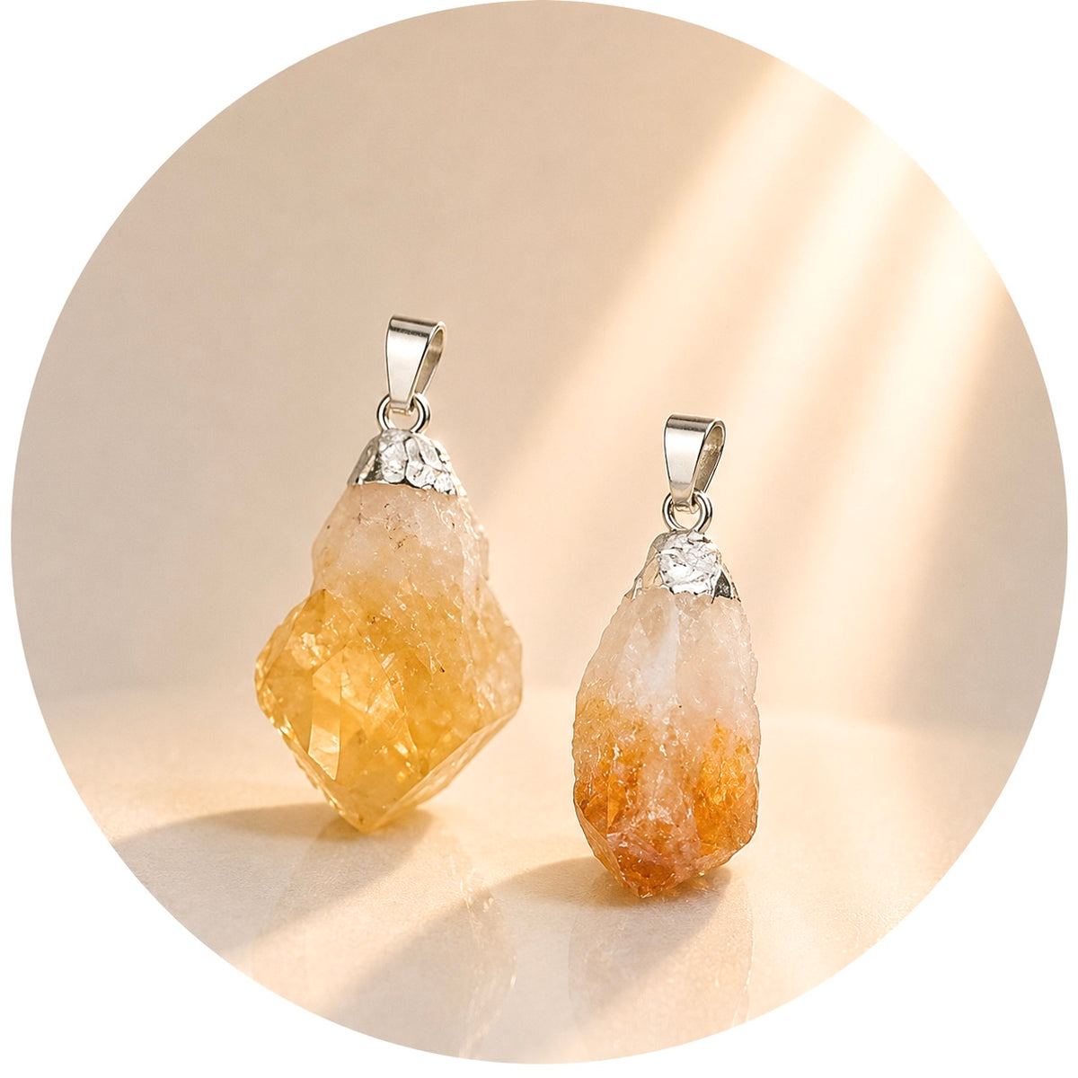 CIONDOLO IN CITRINO CON LAMINA ARGENTO - Energia positiva, abbondanza e successo | Scopri su Clorophilla Shop