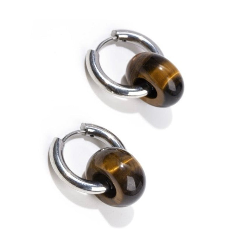 Orecchini Hope Silver in Occhio di Tigre - Acciaio inossidabile | Scopri su Clorophilla Shop