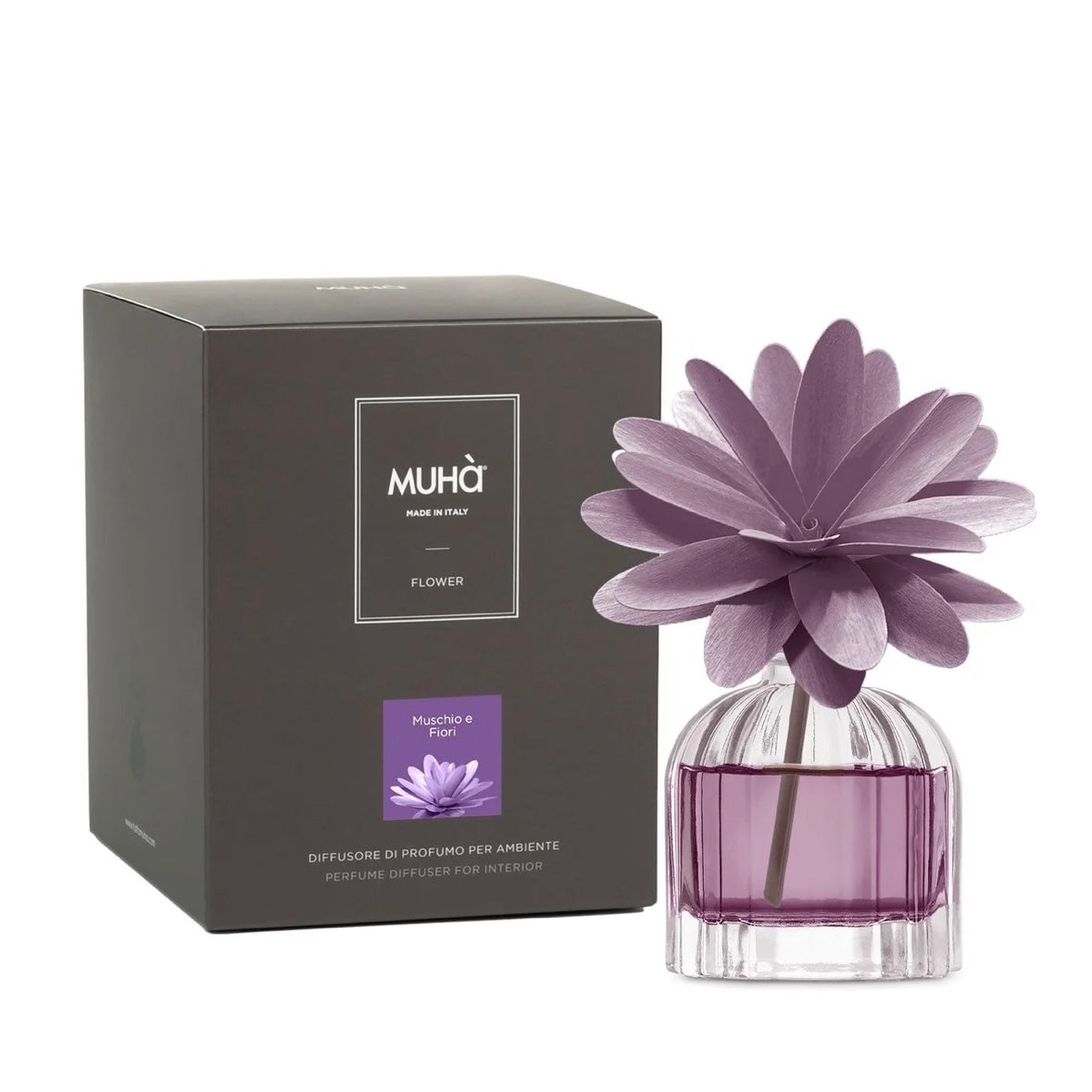 MUHÀ Flower Diffuser Profumatore d'ambiente con fiore - Muschio e Fiori | Scopri su Clorophilla Shop