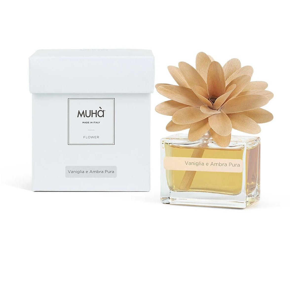 MUHÀ Flower Diffuser Profumatore d'ambiente con fiore - Vaniglia e Ambra pura | Scopri su Clorophilla Shop