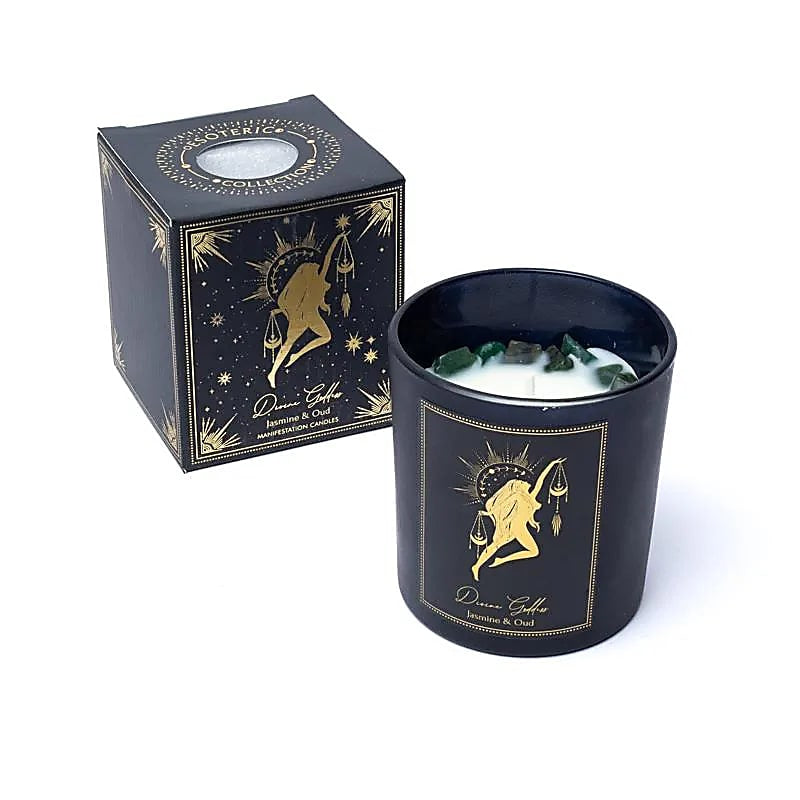 Divine Goddess Candela con pietre di Giada Xinji - Gelsomino e Oud | Scopri su Clorophilla Shop