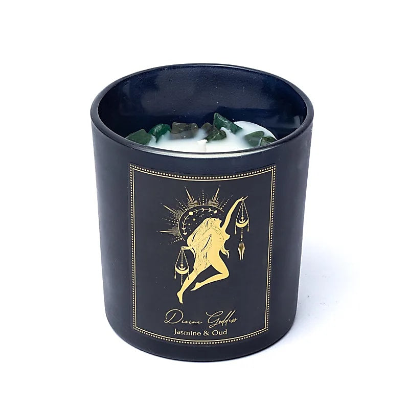 Divine Goddess Candela con pietre di Giada Xinji - Gelsomino e Oud | Scopri su Clorophilla Shop