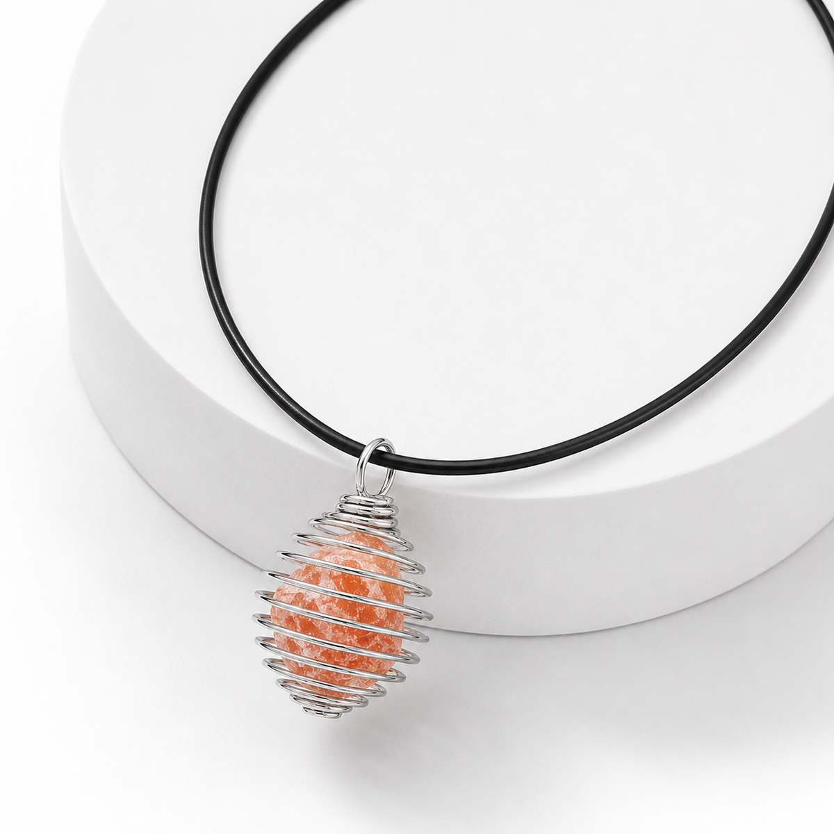 COLLANA GABBIETTA CON CALCITE ARANCIONE - Equilibrio ed Energia | Scopri su Clorophilla Shop