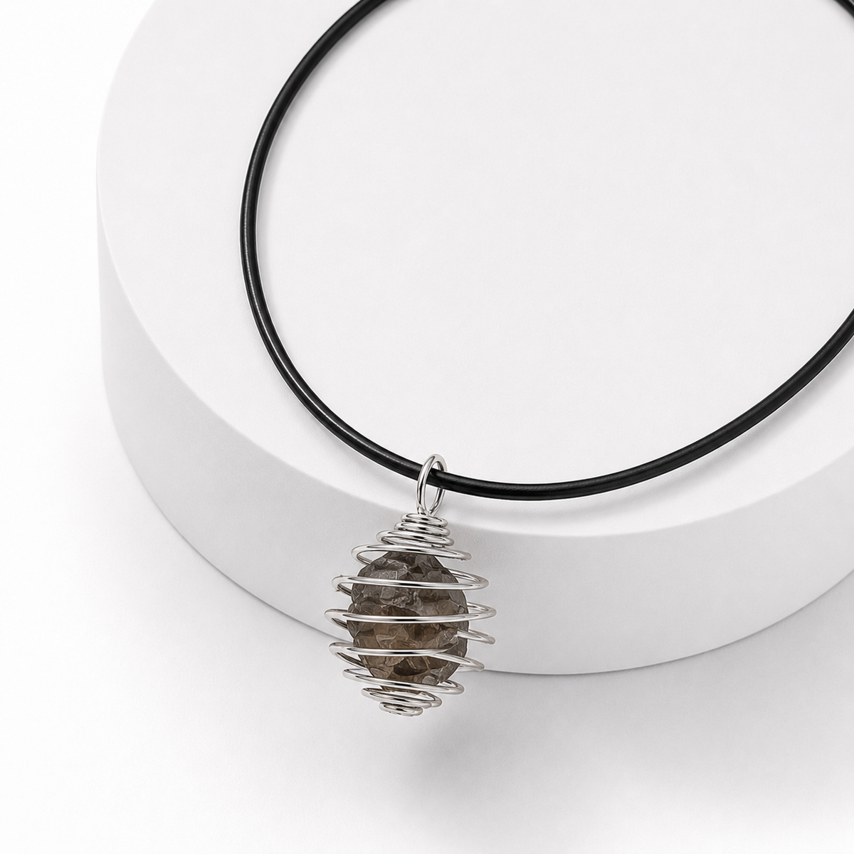 COLLANA GABBIETTA CON QUARZO FUMÈ - Radicamento e rilascio delle tensioni | Scopri su Clorophilla Shop