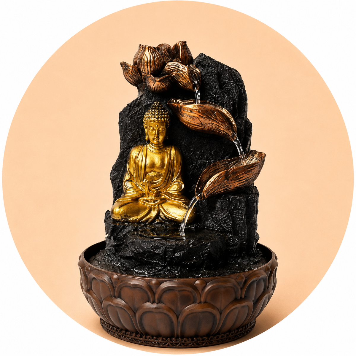 FONTANA D'ACQUA ZEN BUDDHA IN MEDITAZIONE - Luce led integrata | Scopri su Clorophilla Shop
