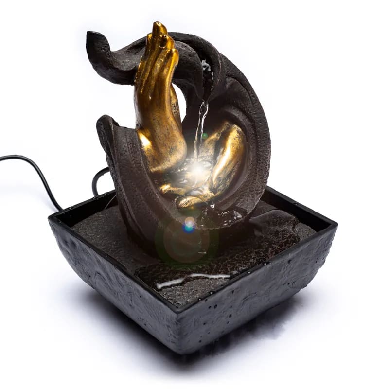 FONTANA D'ACQUA ZEN MUDRA DELLA COMPASSIONE - Luce led integrata | Scopri su Clorophilla Shop