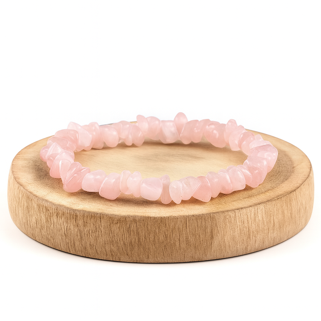 BRACCIALE CHIPS IN QUARZO ROSA - Amore e armonia | Scopri su Clorophilla Shop