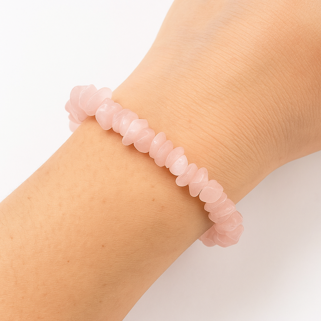 BRACCIALE CHIPS IN QUARZO ROSA - Amore e armonia | Scopri su Clorophilla Shop