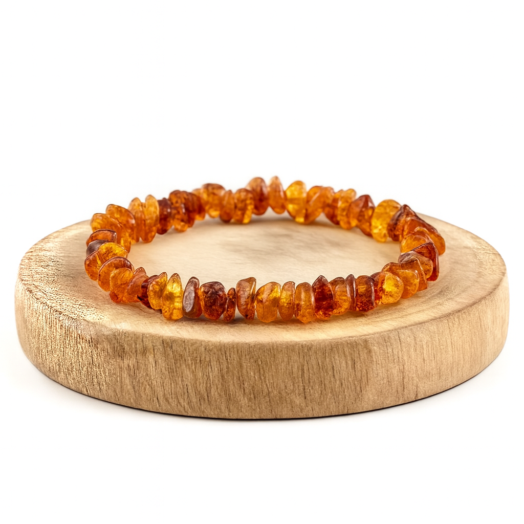 BRACCIALE SCAGLIE IN AMBRA ELASTICO - Energia e protezione - Adulto e bambino | Scopri su Clorophilla Shop