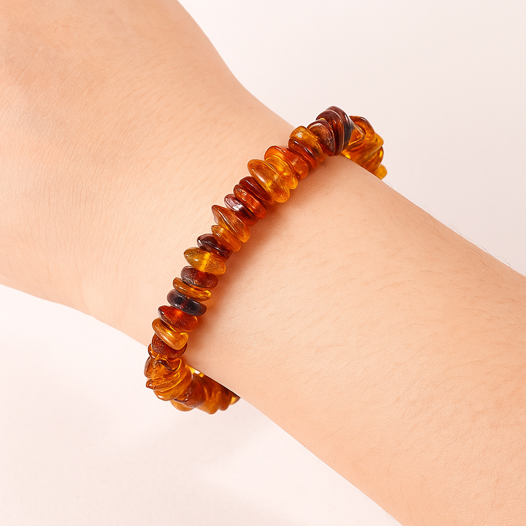 BRACCIALE SCAGLIE IN AMBRA ELASTICO - Energia e protezione - Adulto e bambino | Scopri su Clorophilla Shop