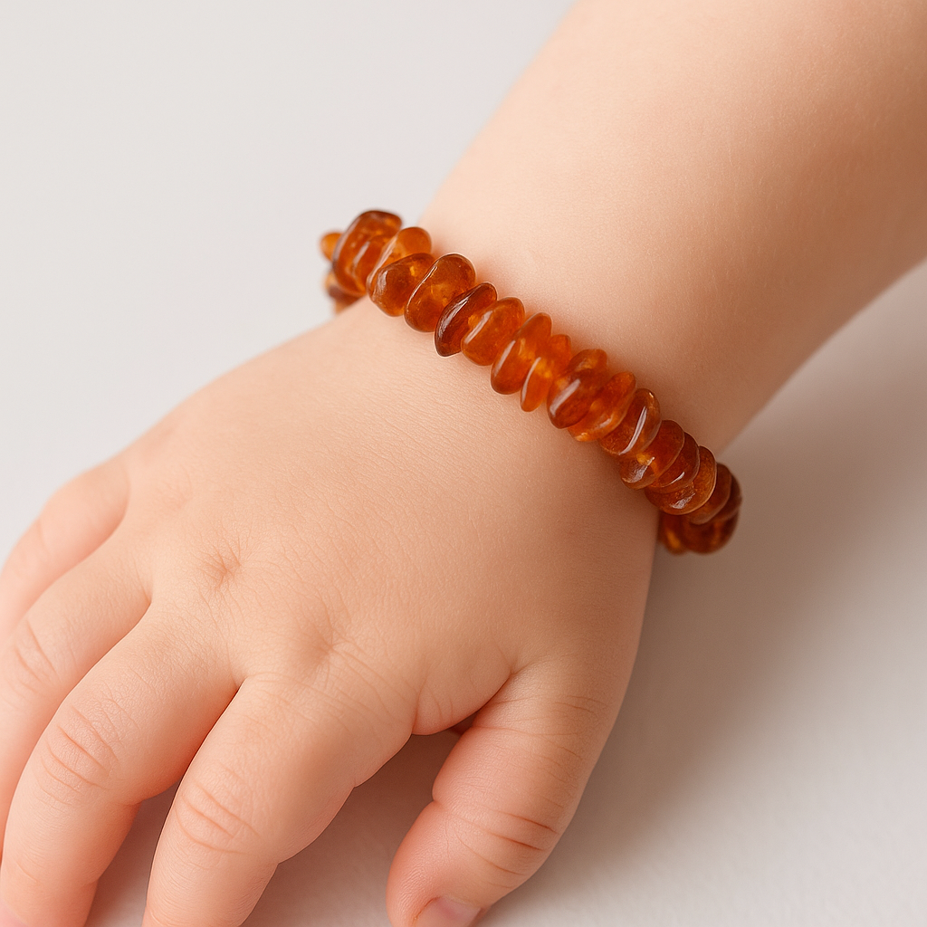 BRACCIALE SCAGLIE IN AMBRA ELASTICO - Energia e protezione - Adulto e bambino | Scopri su Clorophilla Shop