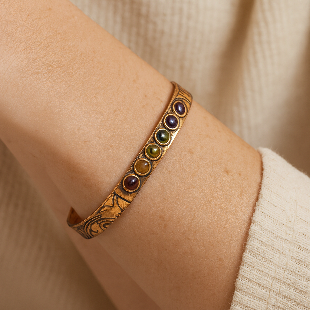 BRACCIALE MAGNETICO IN RAME - 7 CHAKRA | Scopri su Clorophilla Shop