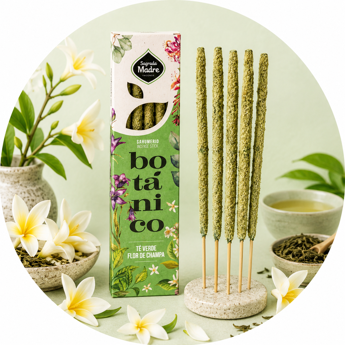 SAGRADA MADRE INCENSO LINEA BOTANICO FLOREALE - Tè verde e fiori di Champa | Scopri su Clorophilla Shop