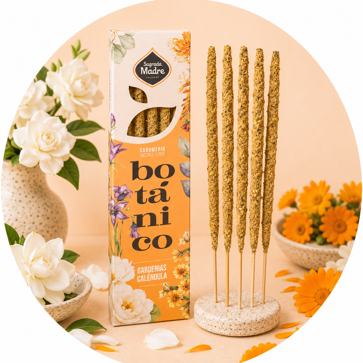 SAGRADA MADRE INCENSO LINEA BOTANICO FLOREALE - Gardenia e Calendula | Scopri su Clorophilla Shop