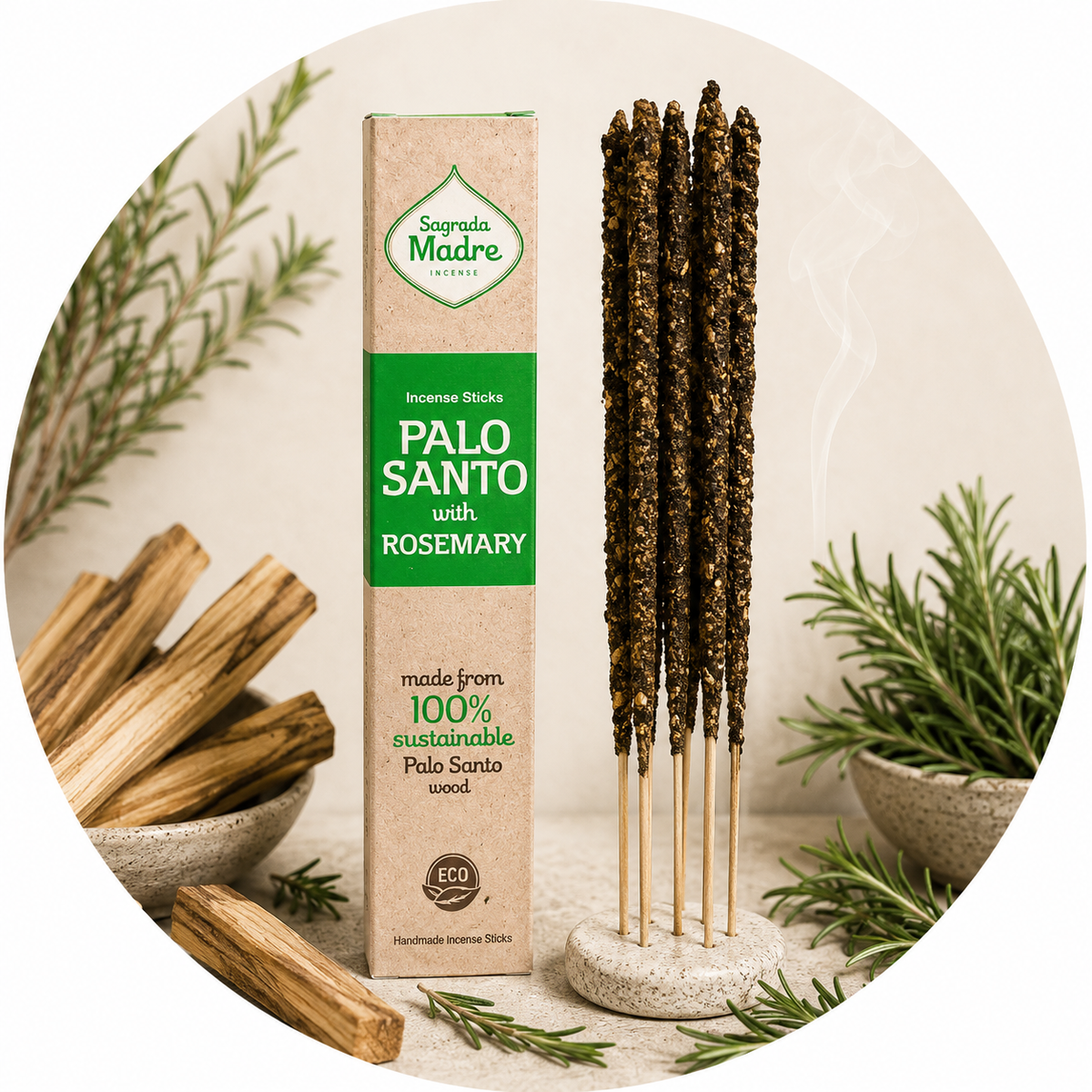 SAGRADA MADRE INCENSO LINEA PALO SANTO - Palo santo e Rosmarino | Scopri su Clorophilla Shop