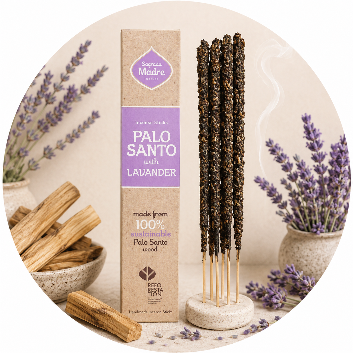 SAGRADA MADRE INCENSO LINEA PALO SANTO - Palo santo e Lavanda | Scopri su Clorophilla Shop