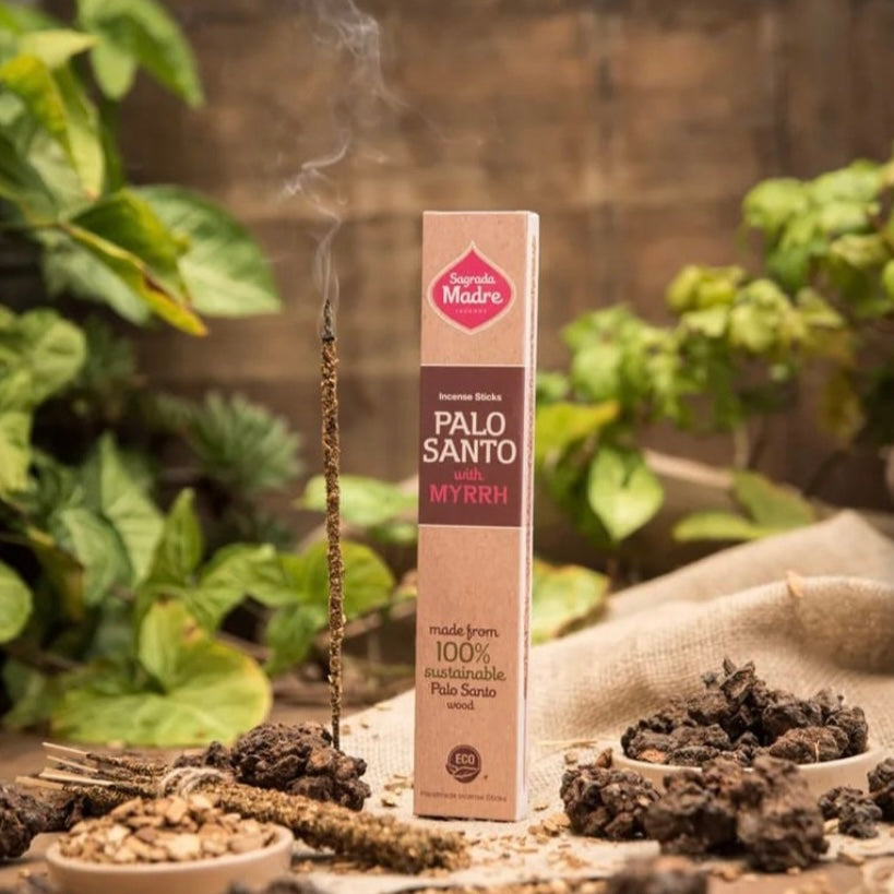 SAGRADA MADRE INCENSO LINEA PALO SANTO - Palo santo e Mirra | Scopri su Clorophilla Shop