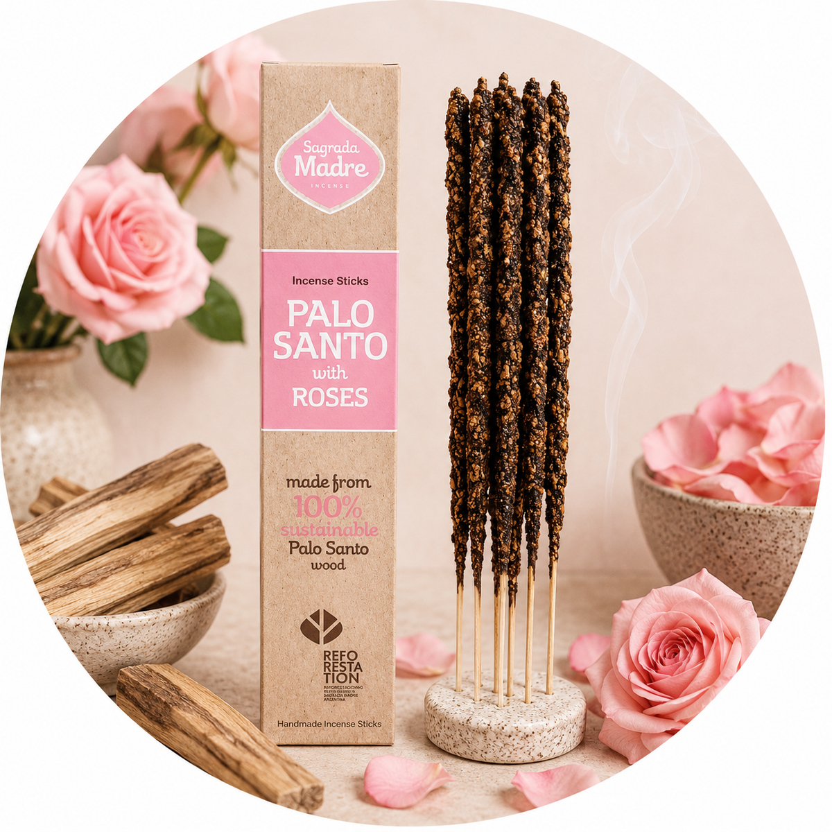 SAGRADA MADRE INCENSO LINEA PALO SANTO - Palo santo e Rosa | Scopri su Clorophilla Shop