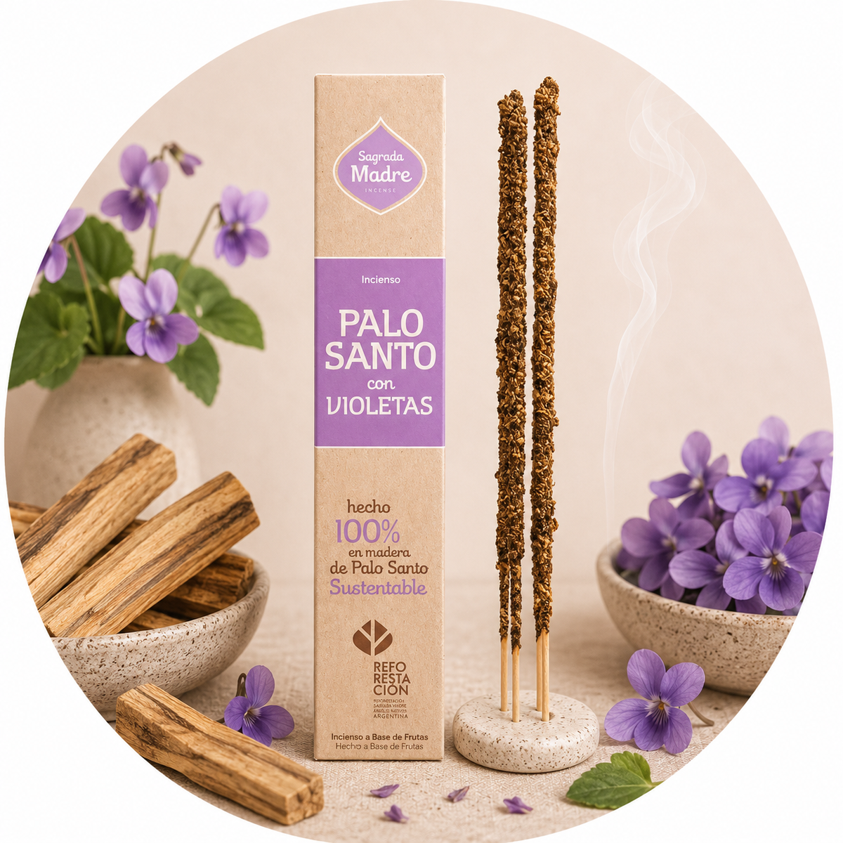 SAGRADA MADRE INCENSO LINEA PALO SANTO - Palo santo e Violetta | Scopri su Clorophilla Shop