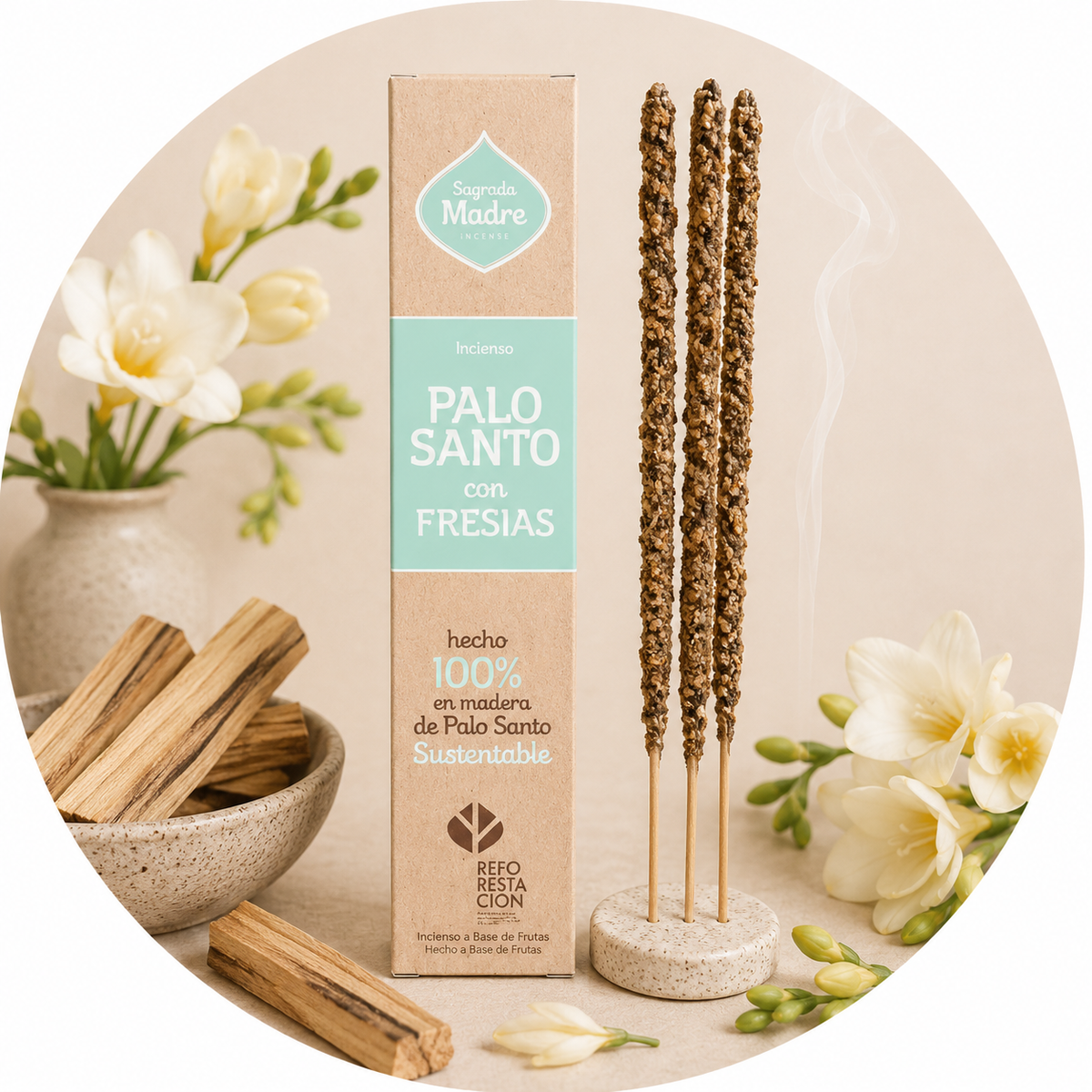 SAGRADA MADRE INCENSO LINEA PALO SANTO - Palo santo e Fresia | Scopri su Clorophilla Shop