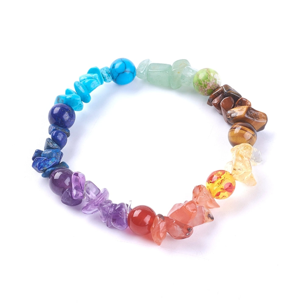 BRACCIALE 7 CHAKRA CHIPS E PERLE - Riequilibrio energetico | Scopri su Clorophilla Shop