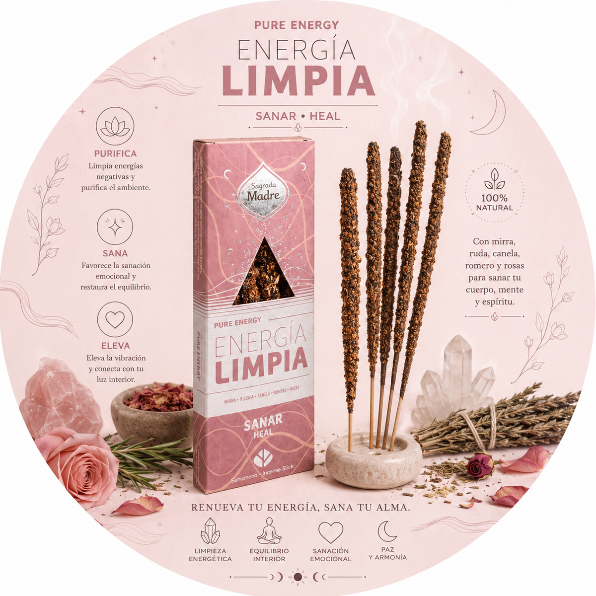 SAGRADA MADRE INCENSO LINEA ENERGIA LIMPIA - Guarigione | Scopri su Clorophilla Shop